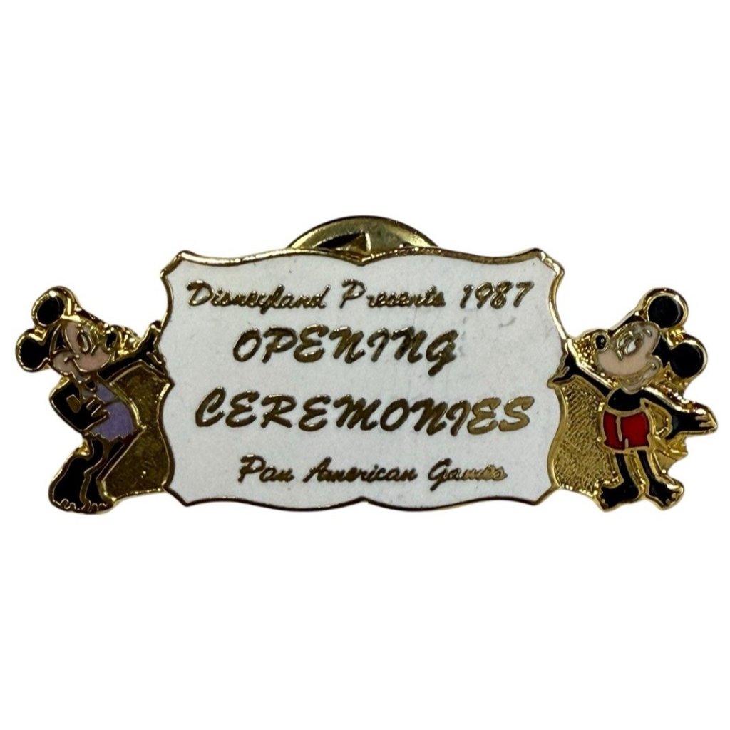 Vintage 1987 Pan American Games Opening Ceremonies Mickey Minnie Disneyland Pin